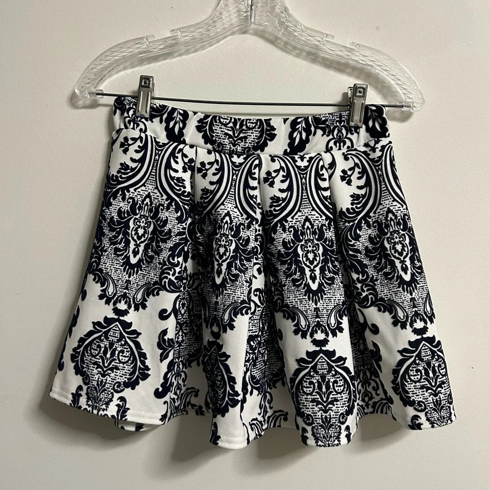 Boohoo Blue & White Mini Skirt